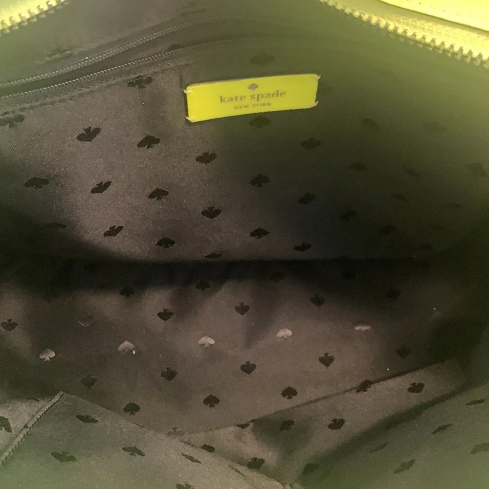 kate spade Black and White Floral Tote with Neon Yellow Trim